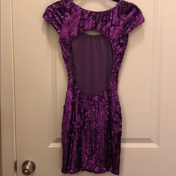 Purple sequin Dress the Population dress - Picture 2 of 4